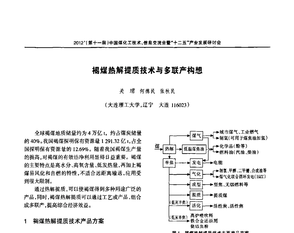 褐煤热解提质技术与多联产构想 - 2012’中国煤化工技术、市场、信息交流会暨“十二五”产业发展研讨会