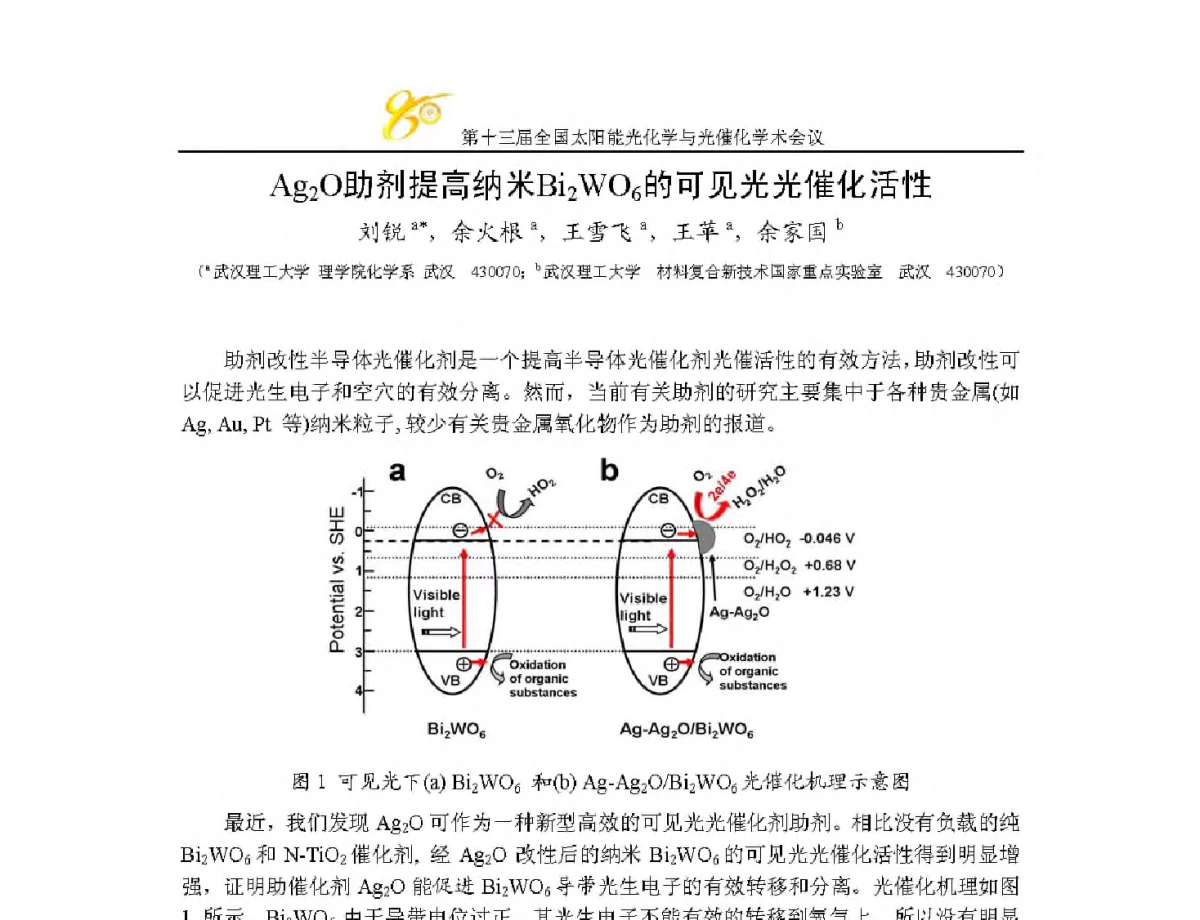 B-C共掺杂的锐钛矿型TiO2在可见光区加强光催化活性的第一性原理研究 - 第十三届全国太阳能光化学与光催化学术会议