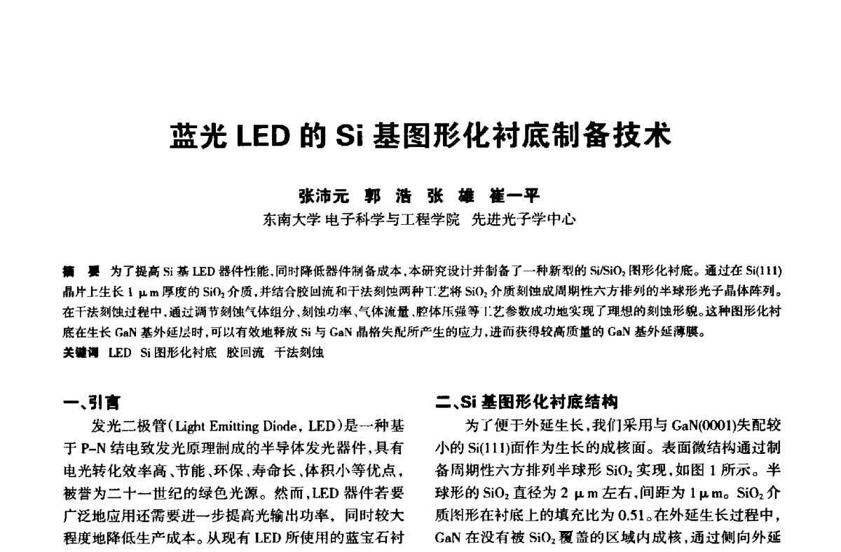 蓝光LED的Si基图形化衬底制备技术 - 中国长三角照明科技论坛(2012·杭州)