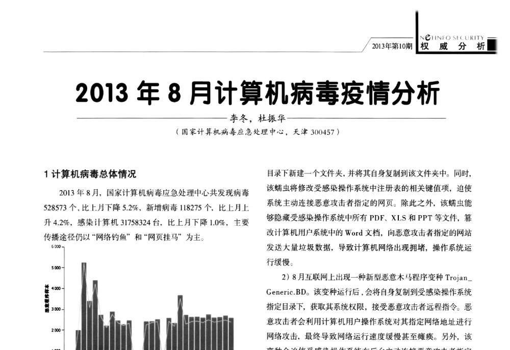 2013年8月计算机病毒疫情分析 - 第28次全国计算机安全学术交流会