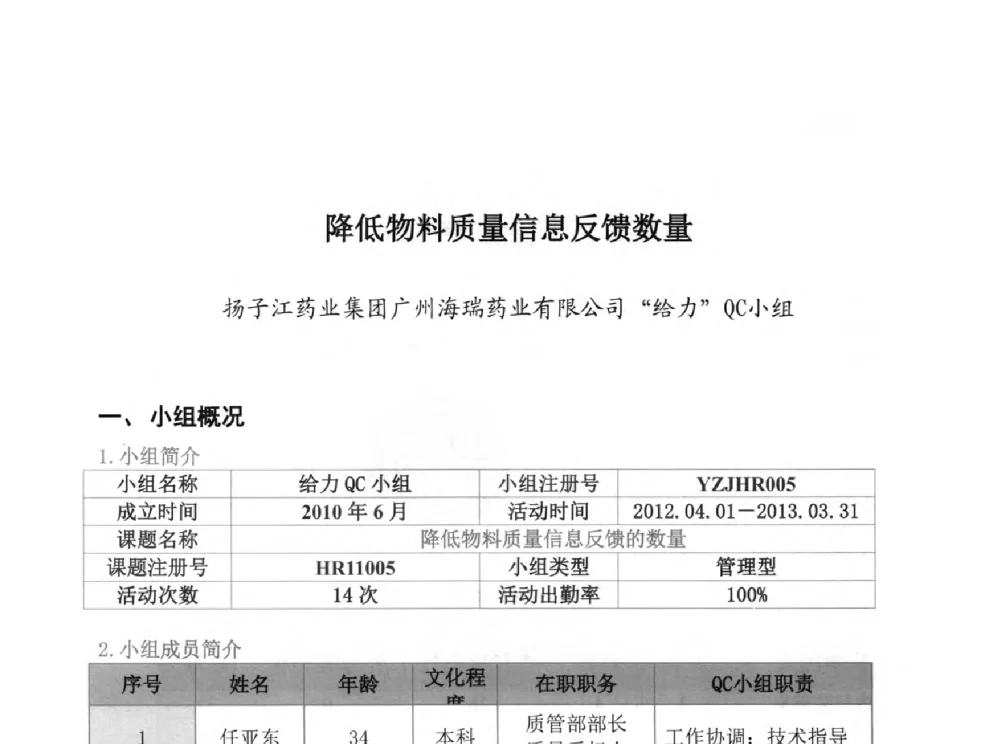 降低物料质量信息反馈数量 - 第34次全国医药行业QC小组成果发表交流会