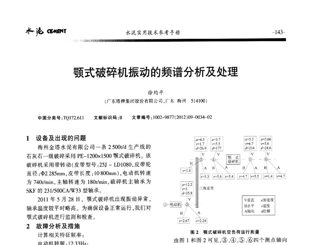 颚式破碎机振动的频谱分析及处理 - 第八届水泥技术交流会
