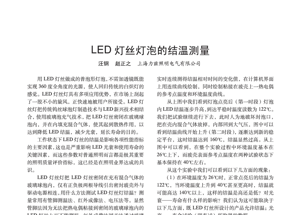 LED灯丝灯泡的结温测量 - 2014中国长三角照明科技论坛暨上海市照明学会会员大会