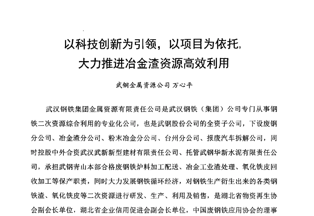 以科技创新为引领_以项目为依托_大力推进冶金渣资源高效利用 - 2013冶金渣资源开发与综合利用技术交流会