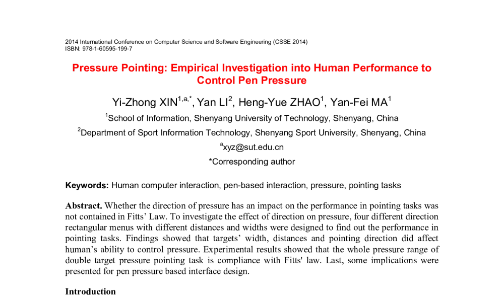 Pressure Pointing_ Empirical Investigation into Human Performance to Control Pen Pressure - 2014年国际计算机科学与软件工程学术会议