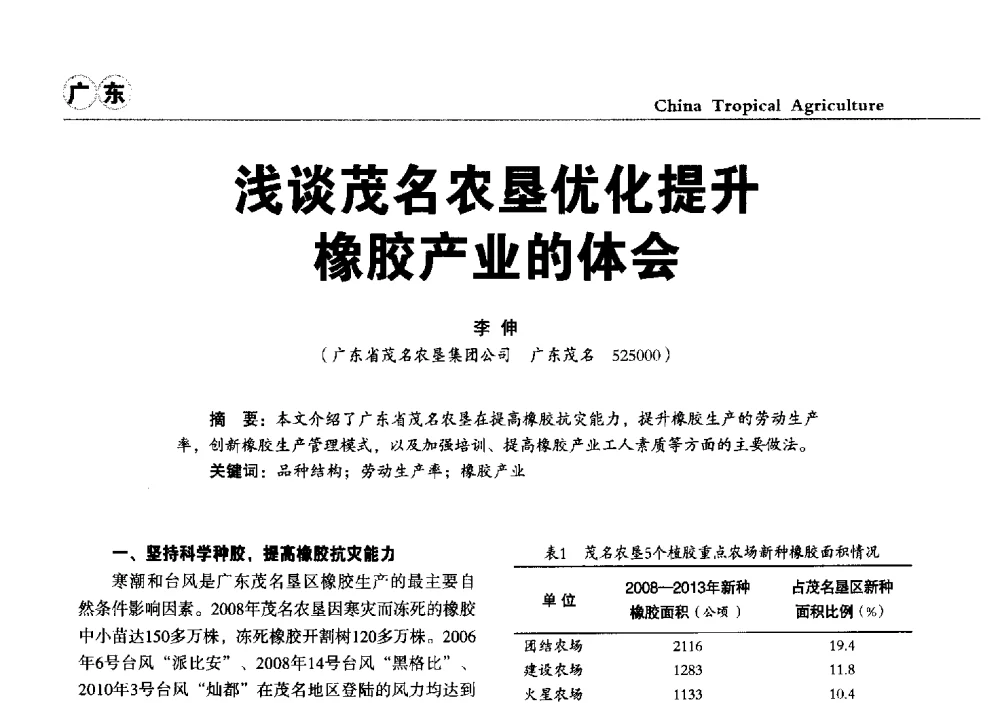 浅谈茂名农垦优化提升橡胶产业的体会 - 第三届中国天然橡胶发展大会