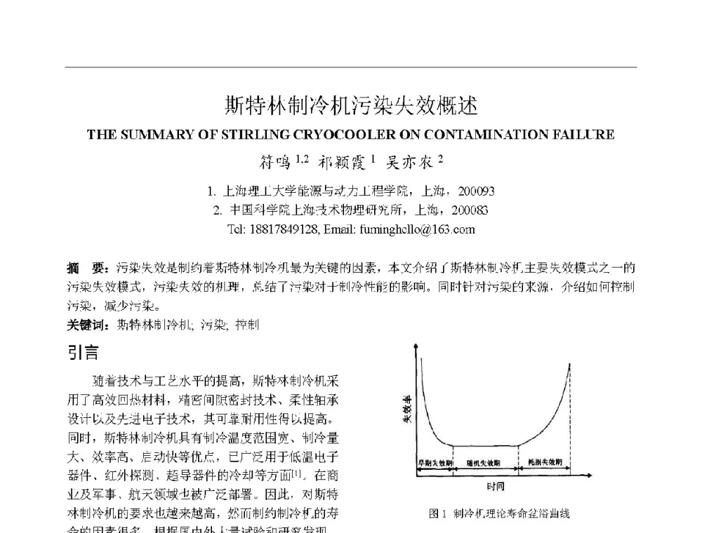 斯特林制冷机污染失效概述 - 上海市制冷学会2013年学术年会