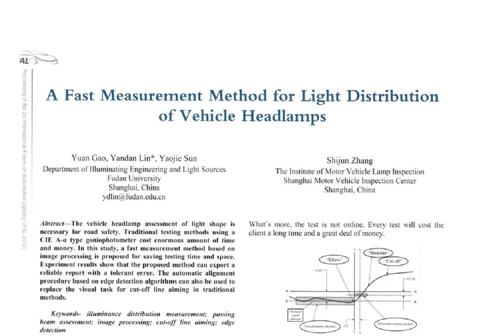 A Fast Measurement Method for Light Distribution of Vehicle Headlamps - The 2nd International Forum on Automotive Lighting_2nd IFAL(第二届中国国际汽车照明论坛(2014))
