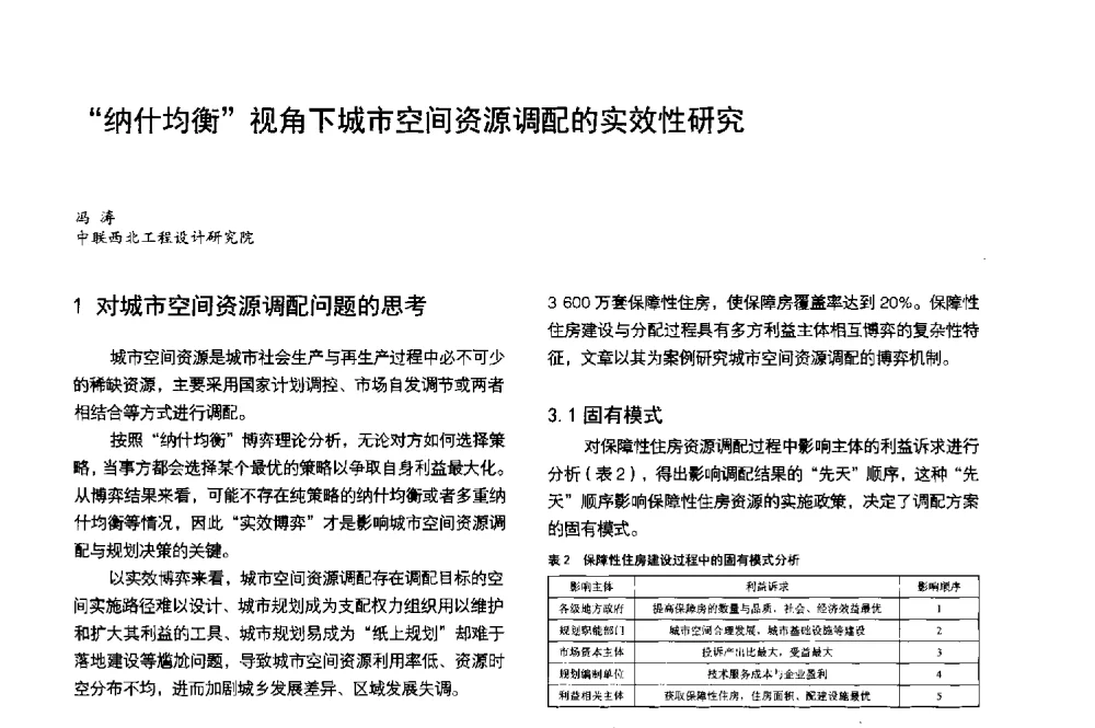 纳什均衡视角下城市空间资源调配的实效性研究 - 第3届金经昌中国青年规划师创新论坛