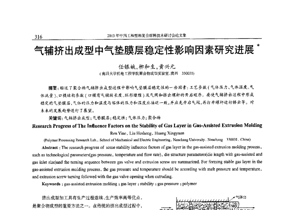 气辅挤出成型中气垫膜层稳定性影响因素研究进展 - 2013年中国工程塑料复合材料技术研讨会