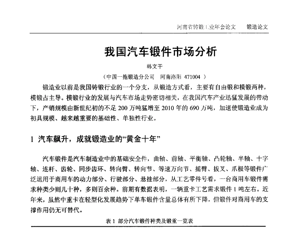 我国汽车锻件市场分析 - 2013河南省铸锻工业年会