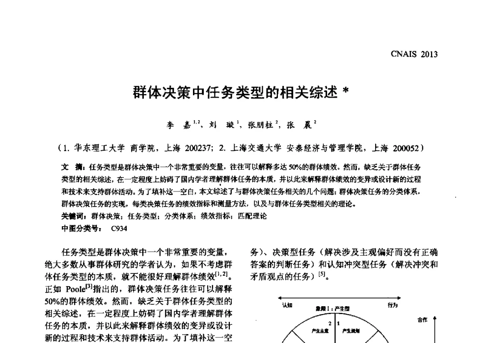 群体决策中任务类型的相关综述 - 信息系统协会中国分会第五届学术年会