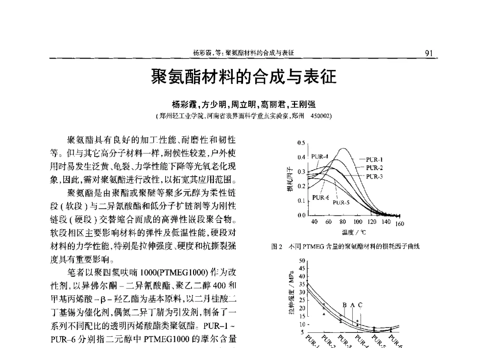 聚氨酯材料的合成与表征 - 2013年中国工程塑料复合材料技术研讨会