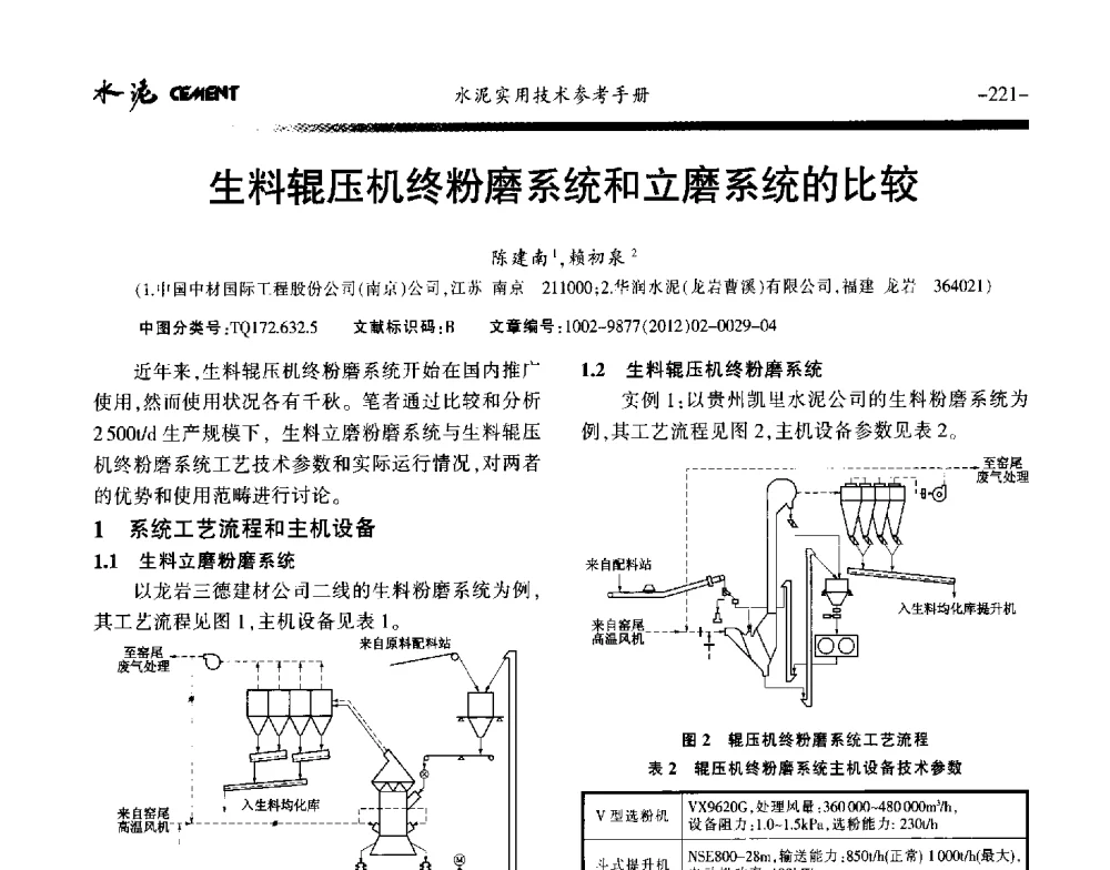 生料辊压机终粉磨系统和立磨系统的比较 - 第八届水泥技术交流会
