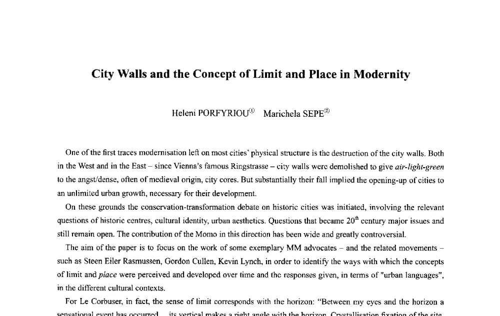City Walls and the Concept of Limit and Place in Modernity - 2013西安建筑遗产保护国际会议