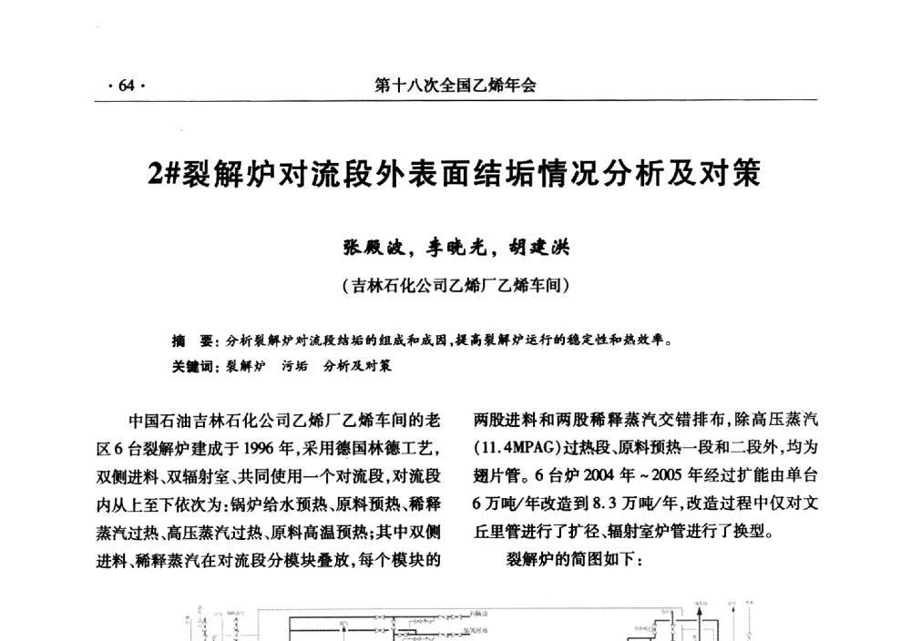 2#裂解炉对流段外表面结垢情况分析及对策 - 第十八次全国乙烯年会