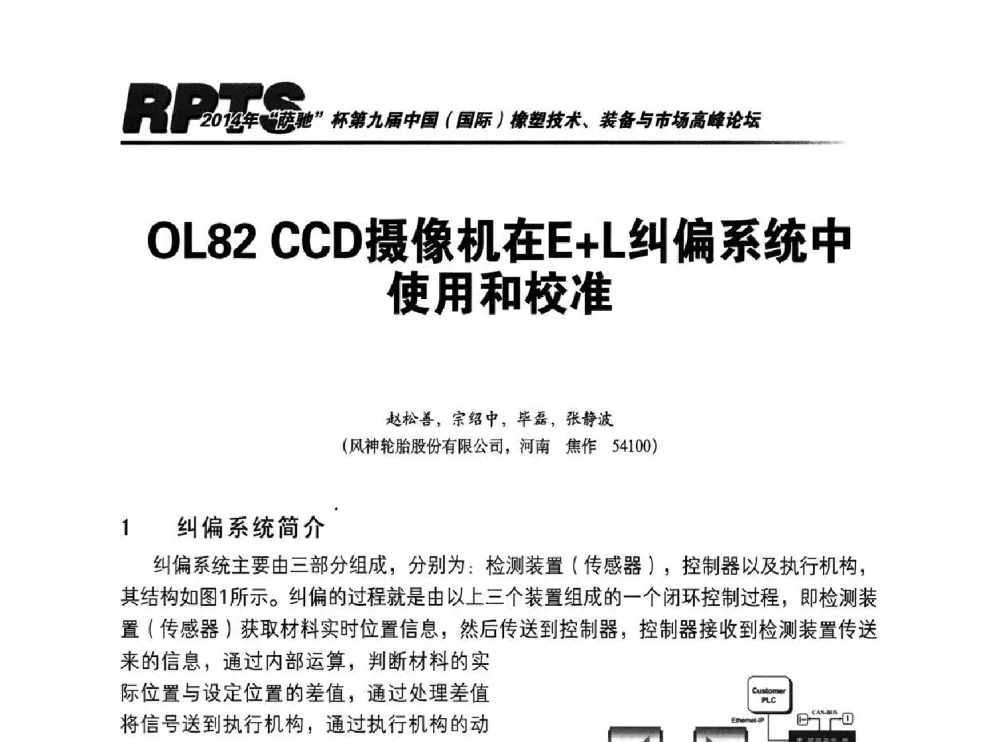 0L82 CCD摄像机在E+L纠偏系统中使用和校准 - 2014年“萨驰”杯第九届中国(国际)橡塑技术、装备与市场高峰论坛暨全国橡胶塑料技术专业委员会成立大会