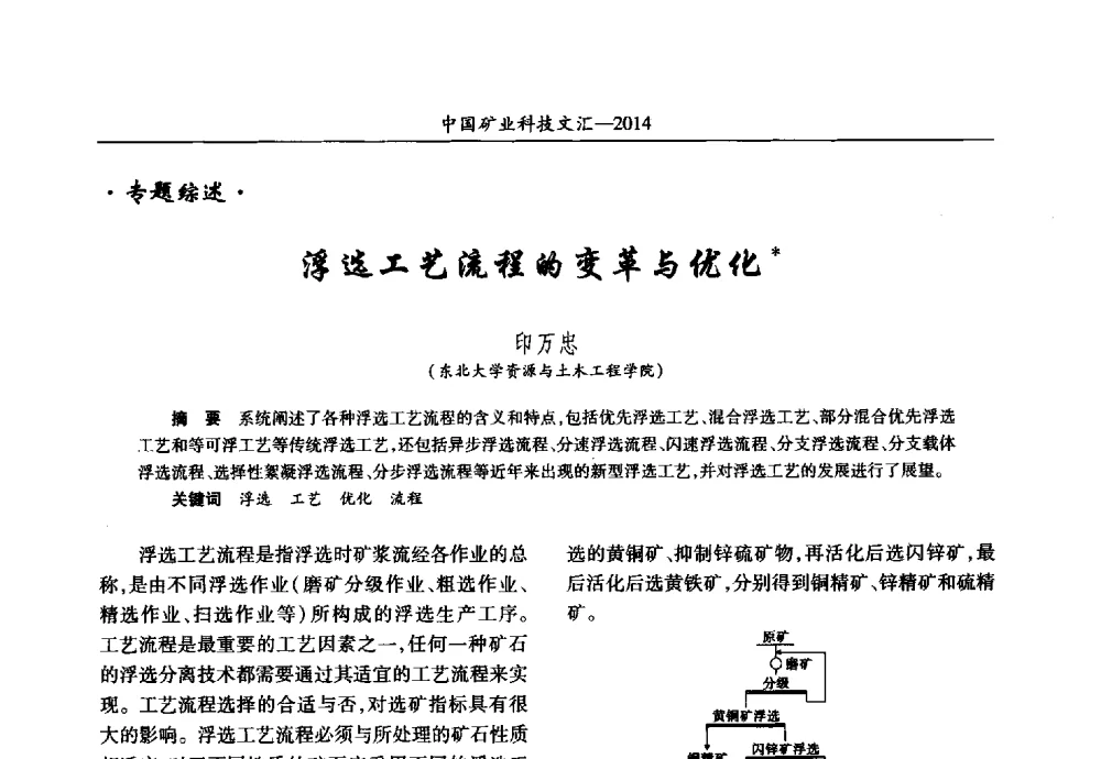 浮选工艺流程的变革与优化 - 2014第五届中国矿业科技大会