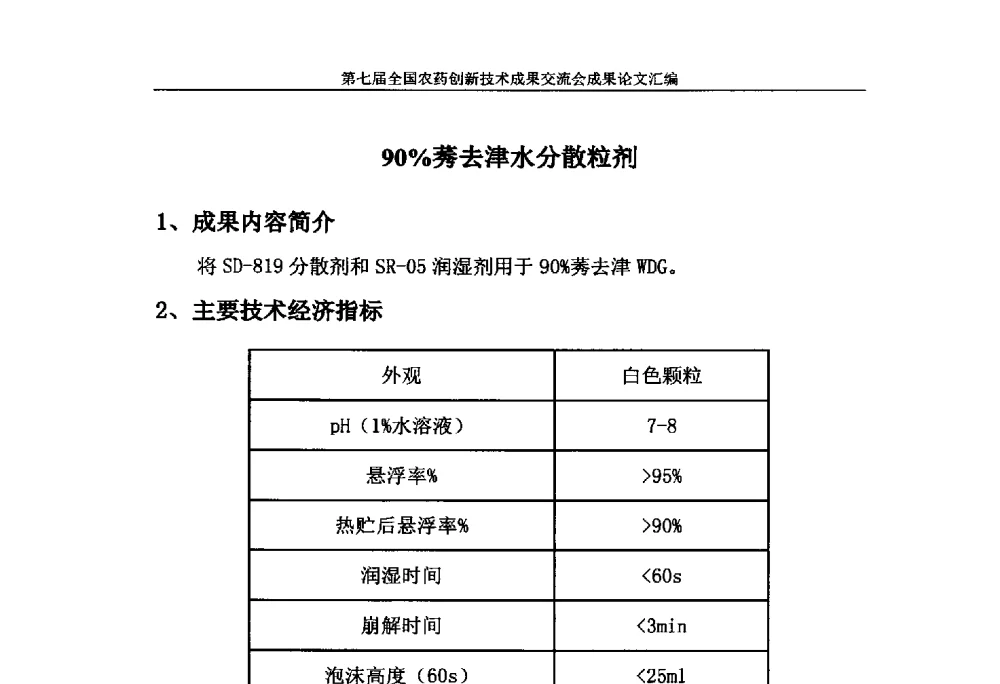 90_莠去津水分散粒剂 - 第七届全国农药创新技术成果交流会