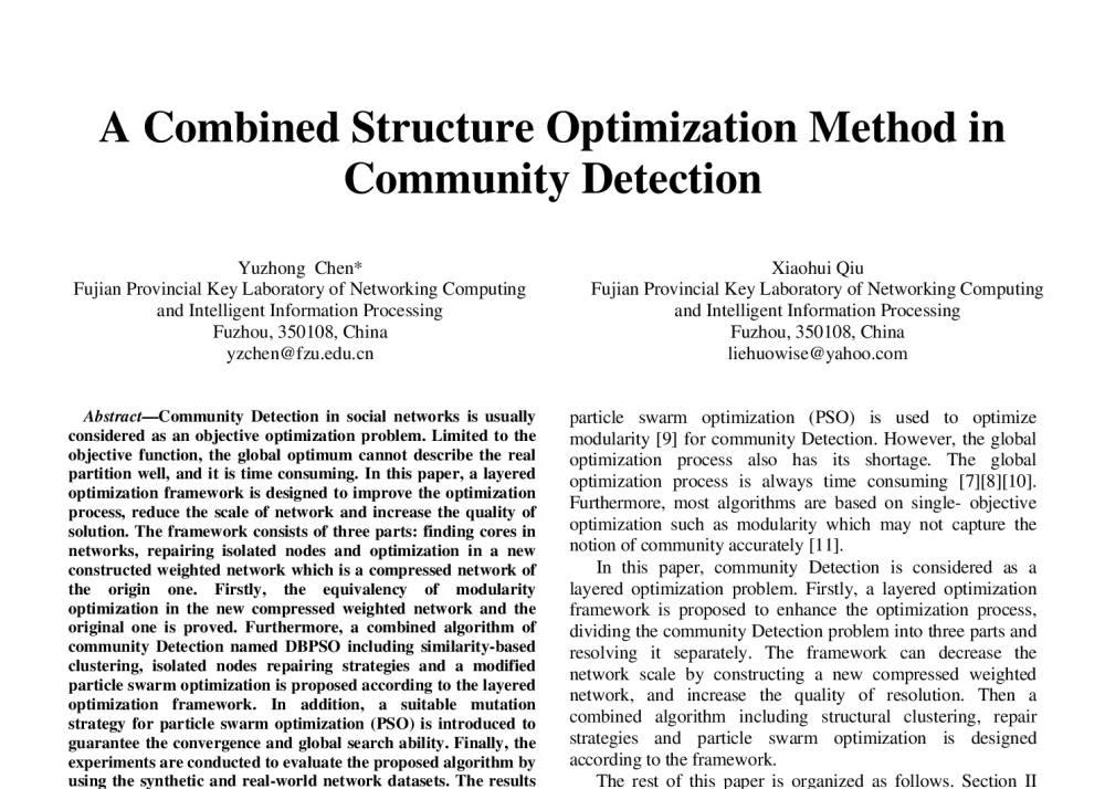 A Combined Structure Optimization Method in Community Detection - 第二届中国互联网学术年会