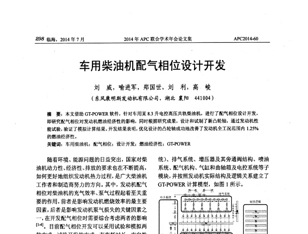 车用柴油机配气相位设计开发 - 2014年APC联合学术年会