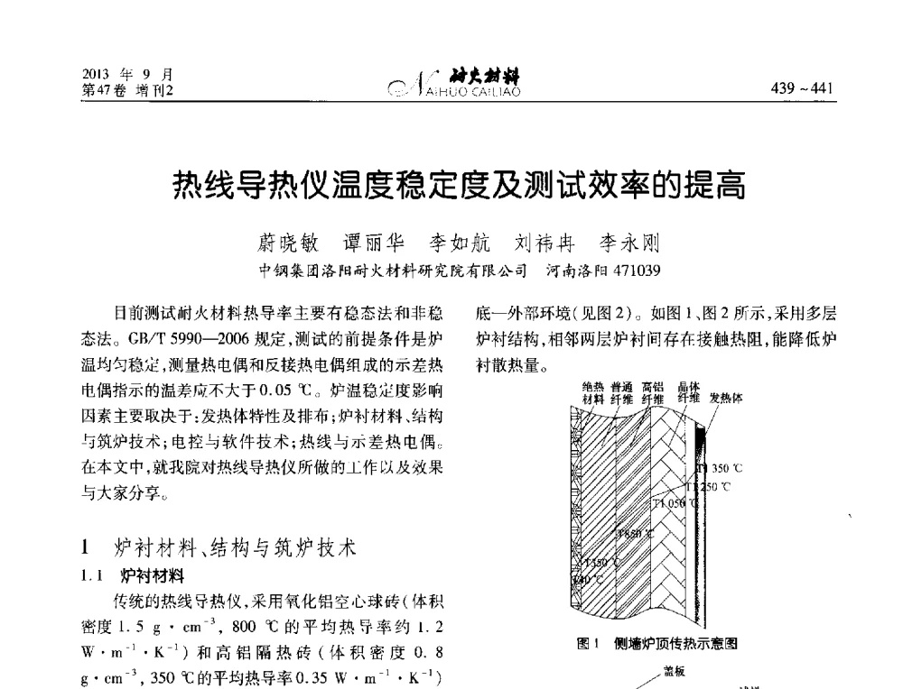 热线导热仪温度稳定度及测试效率的提高 - 2013耐火材料综合学术会议、第十二届全国不定形耐火材料学术会议、2013耐火原料学术交流会
