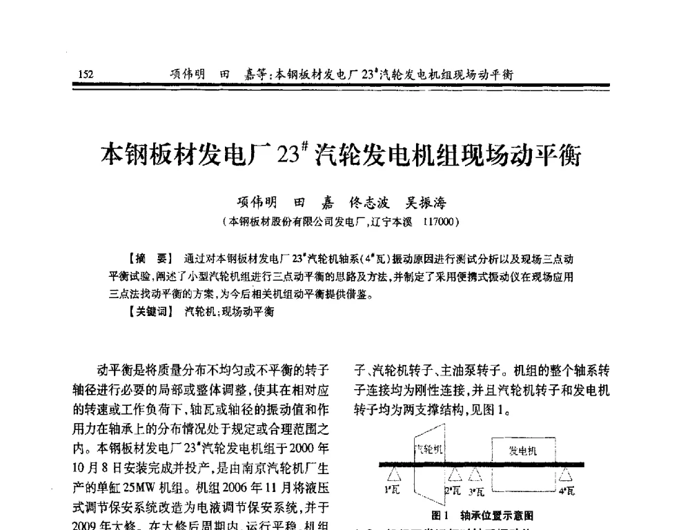 本钢板材发电厂23#汽轮发电机组现场动平衡 - 2014年全国冶金企业热电专业年会