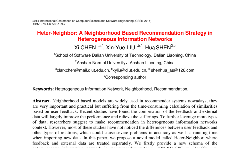 Heter-Neighbor_ A Neighborhood Based Recommendation Strategy in Heterogeneous Information Networks - 2014年国际计算机科学与软件工程学术会议