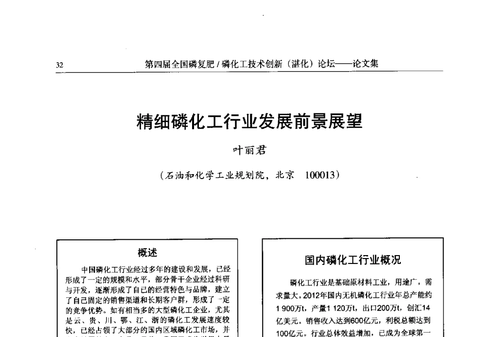 精细磷化工行业发展前景展望 - 第四届全国磷复肥_磷化工技术创新(湛江)论坛