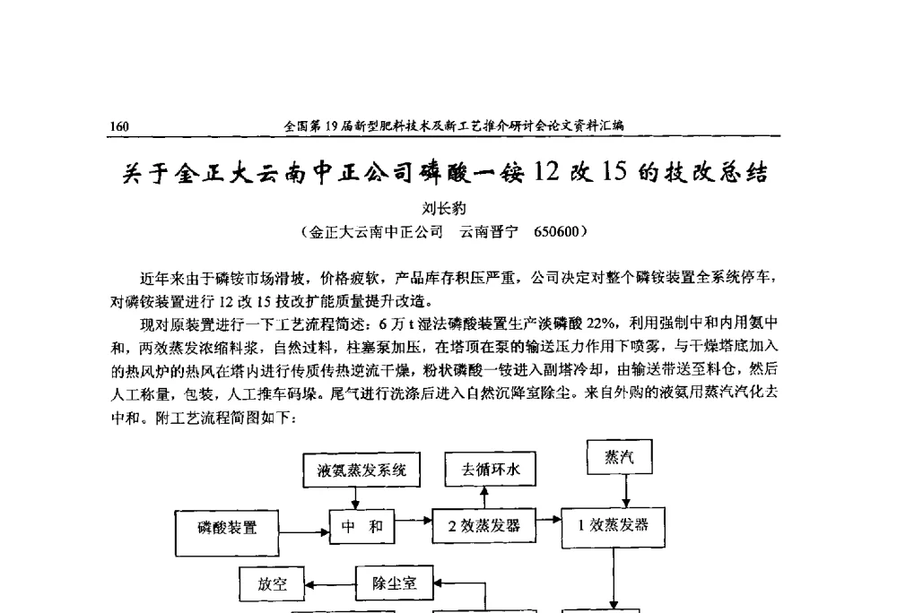 关于金正大云南中正公司磷酸一铵12改15的技改总结 - 全国第19届新型肥料技术及新工艺推介研讨会