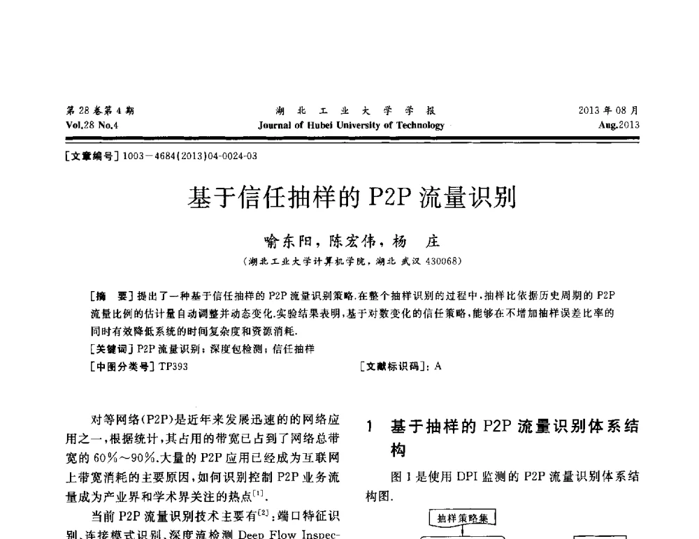基于信任抽样的P2P流量识别 - 湖北省机械工程学会机械设计与传动专委会暨武汉市机械设计与传动学会第21届学术年会
