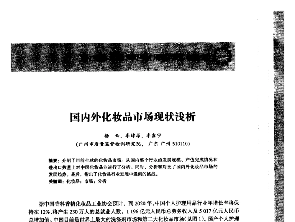 国内外化妆品市场现状浅析 - 2013(第九届)中国日用化学工业论坛