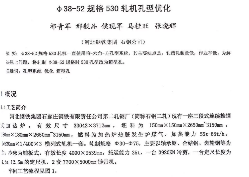 Φ38-52规格530轧机孔型优化 - 2012年河北省轧钢生产技术暨学术年会