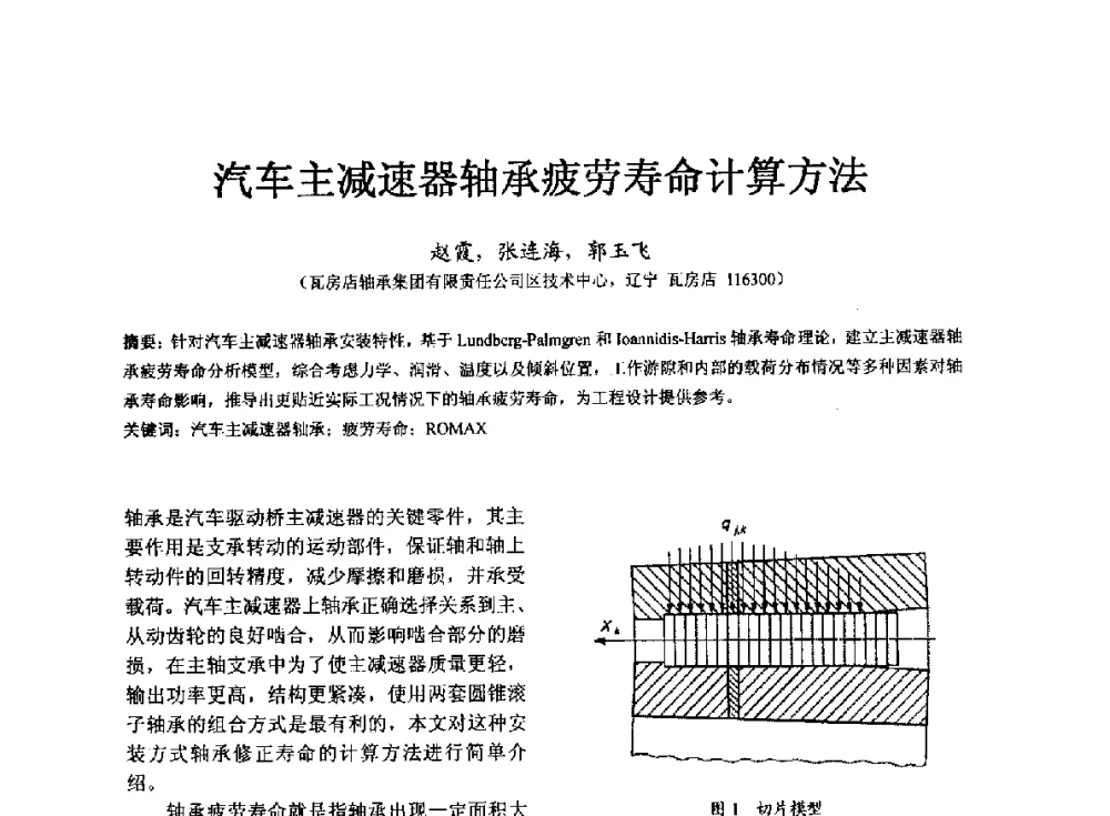 汽车主减速器轴承疲劳寿命计算方法 - 第七届中国轴承论坛