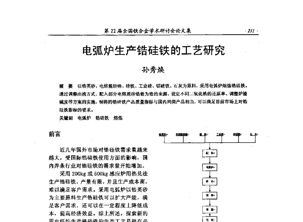 电弧炉生产锆硅铁的工艺研究 - 第22届全国铁合金学术研讨会
