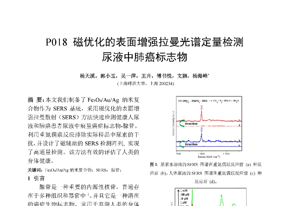 8磁优化的表面增强拉曼光谱定量检测尿液中肺癌标志物 - 第十二届全国化学传感器学术会议