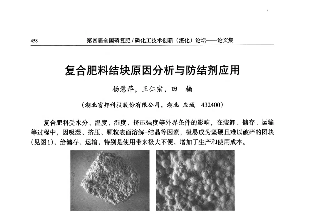 复合肥料结块原因分析与防结剂应用 - 第四届全国磷复肥_磷化工技术创新(湛江)论坛