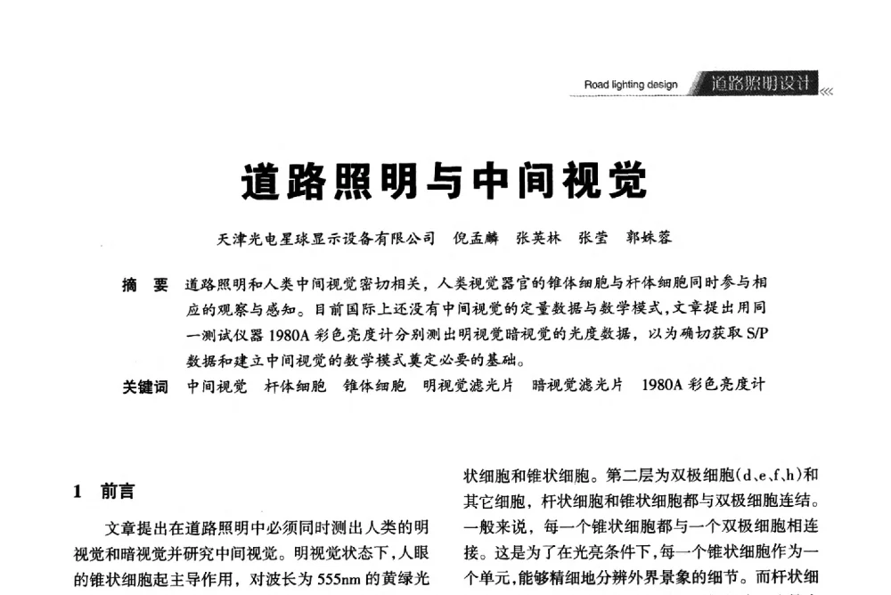 道路照明与中间视觉 - 2013中国道路照明论坛