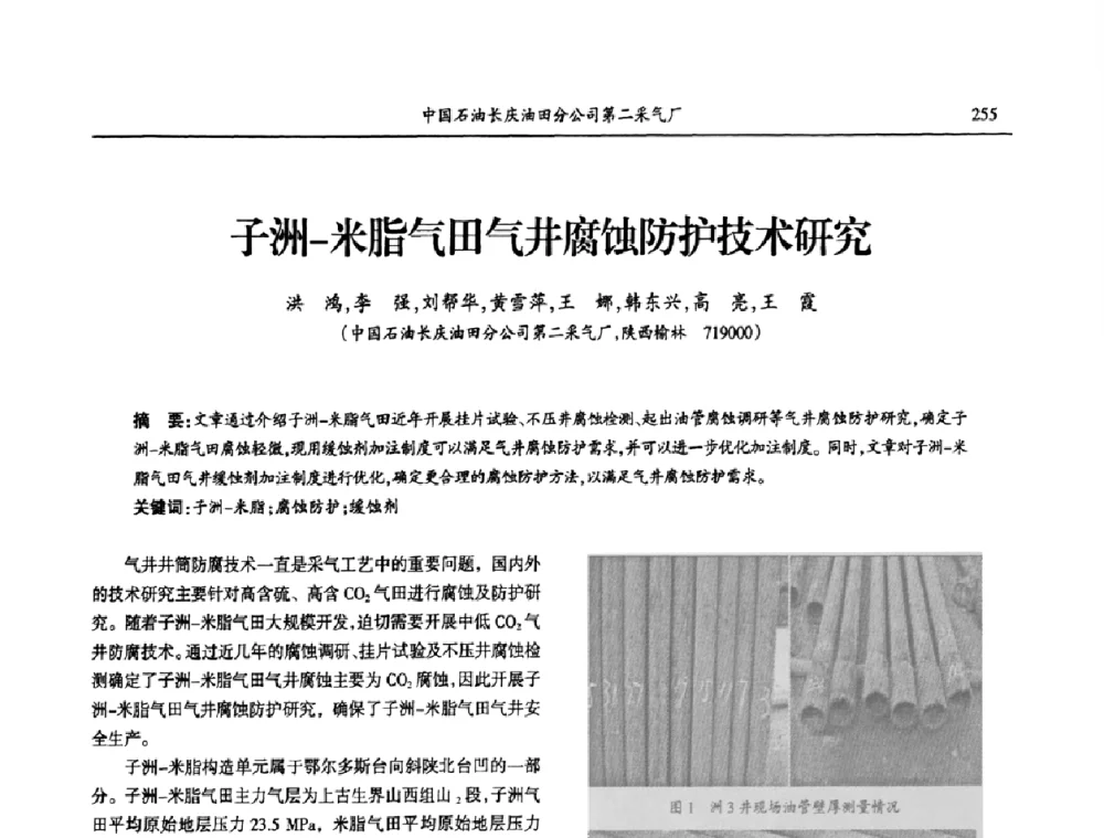 子洲-米脂气田气井腐蚀防护技术研究 - 第七届宁夏青年科学家论坛