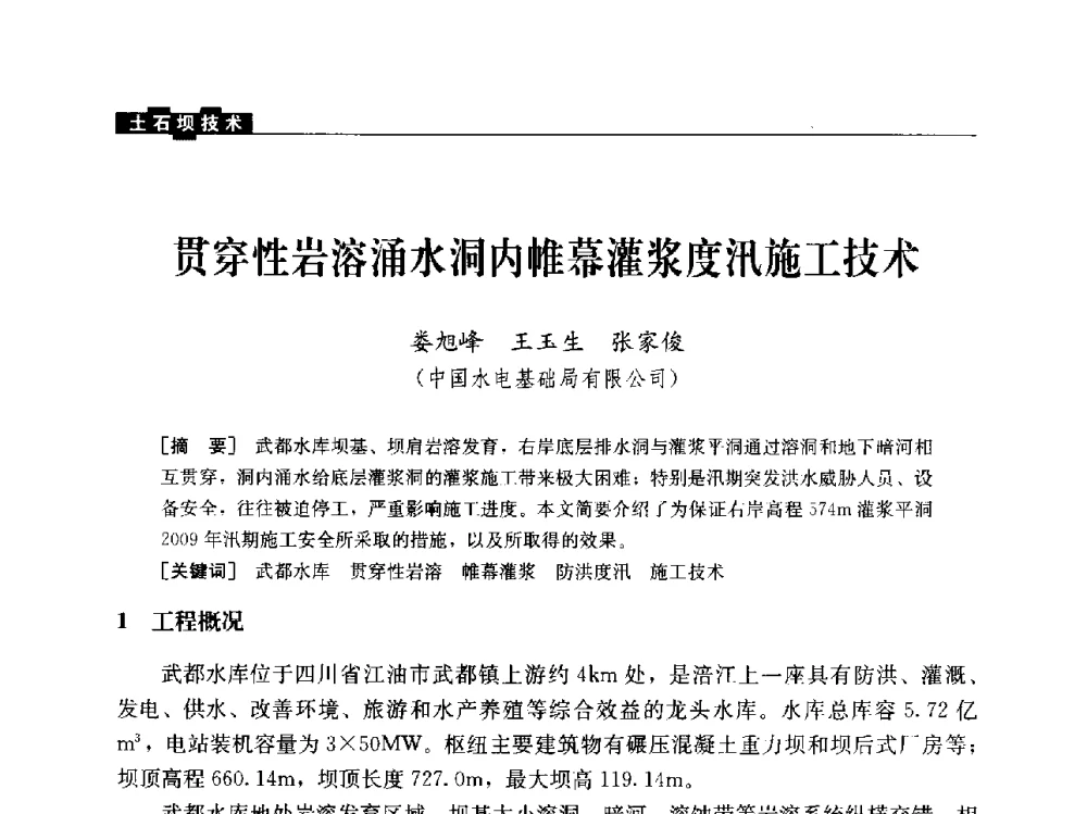 贯穿性岩溶涌水洞内帷幕灌浆度汛施工技术 - “水利水电土石坝工程信息网”2014年网长工作会议