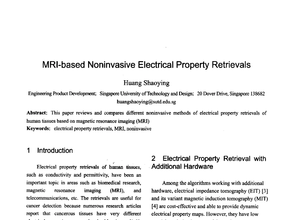 MRI-based Noninvasive Electrical Property Retrievals - 2013年全国天线年会