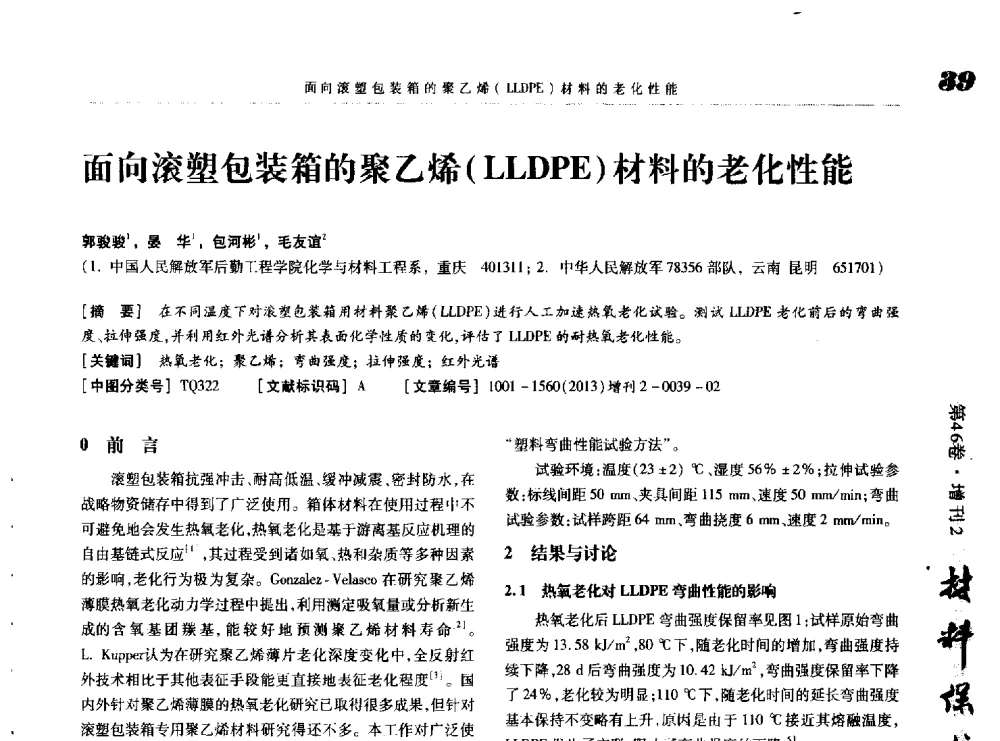 面向滚塑包装箱的聚乙烯(LLDPE)材料的老化性能 - 第八届中国功能材料及其应用学术会议