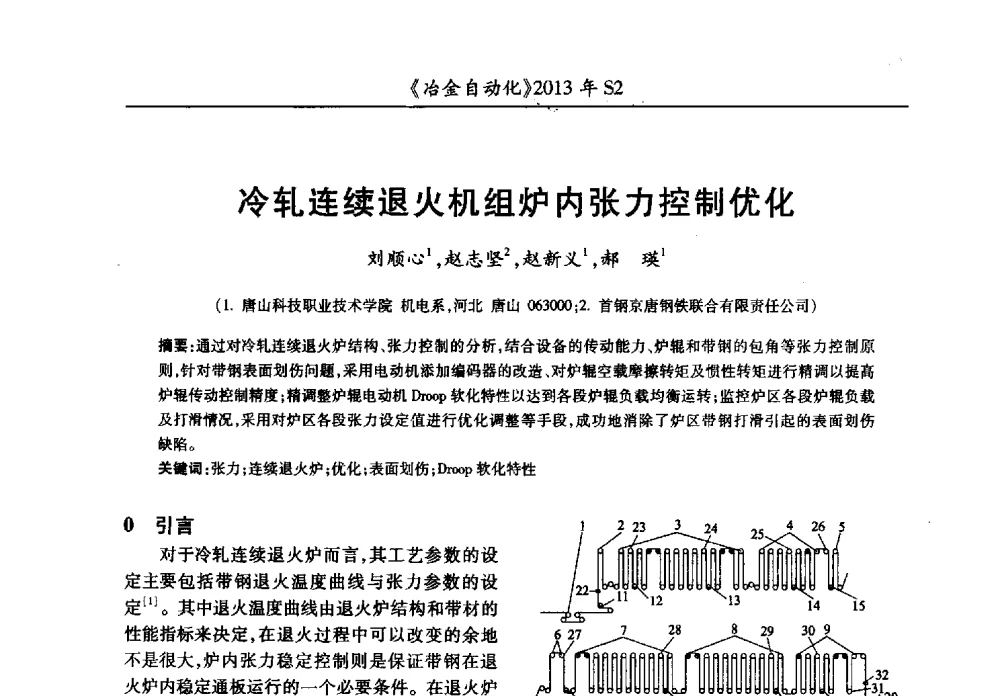 冷轧连续退火机组炉内张力控制优化 - 中国计量协会冶金分会2013年会暨全国第十八届自动化应用技术学术交流会