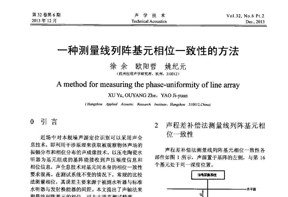 一种测量线列阵基元相位一致性的方法 - 第十届中国声学学会青年学术会议