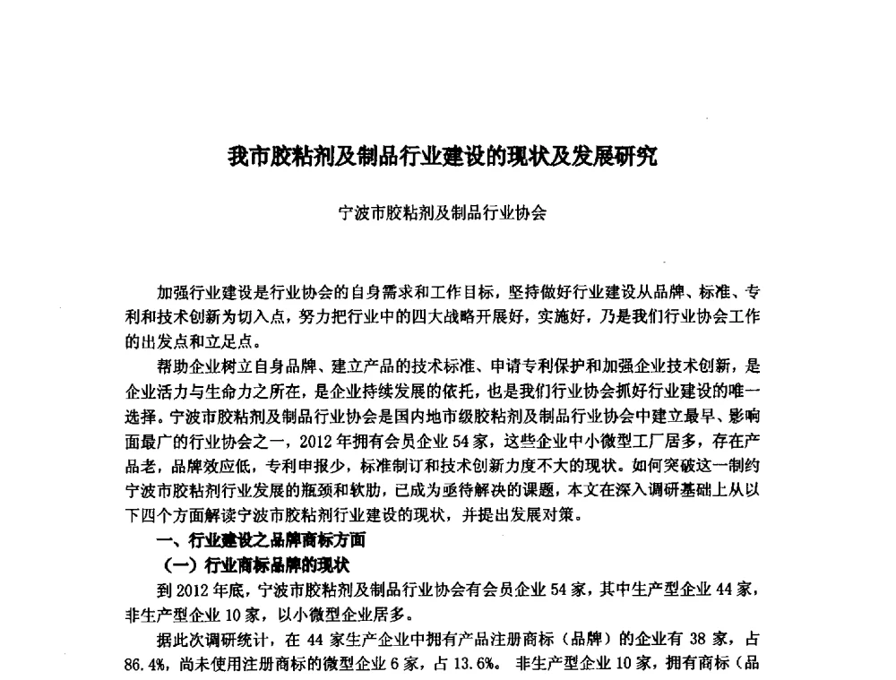 我市胶粘剂及制品行业建设的现状及发展研究 - 浙江省粘接技术协会第八次会员代表大会暨学术交流研讨会