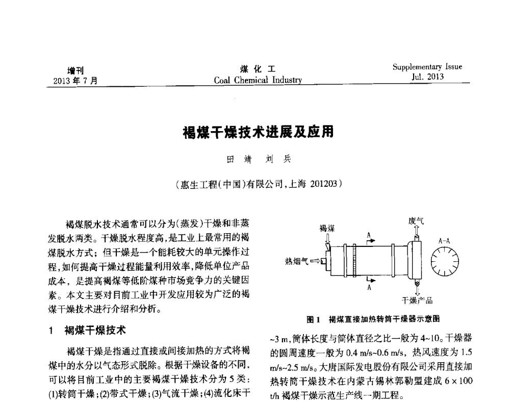 褐煤干燥技术进展及应用 - 2013’中国煤化工技术、市场、信息交流会暨“十二五”产业发展研讨会