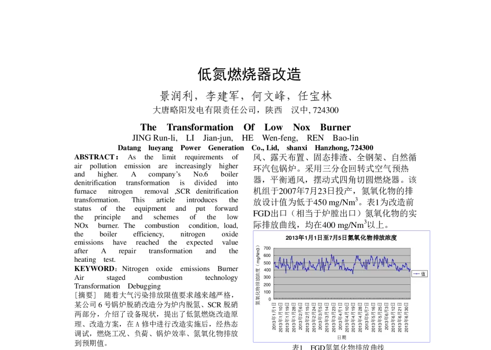 低氮燃烧器改造 - 中国电机工程学会清洁高效发电技术协作网2014年会