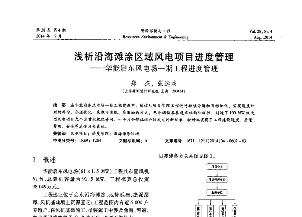 浅析沿海滩涂区域风电项目进度管理--华能启东风电场一期工程进度管理 - 2014年中国水利学会勘测专业委员会年会暨技术交流会