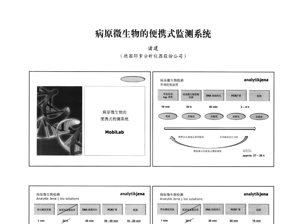 病原微生物的便携式监测系统 - 2013年现场检测仪器及技术研讨会