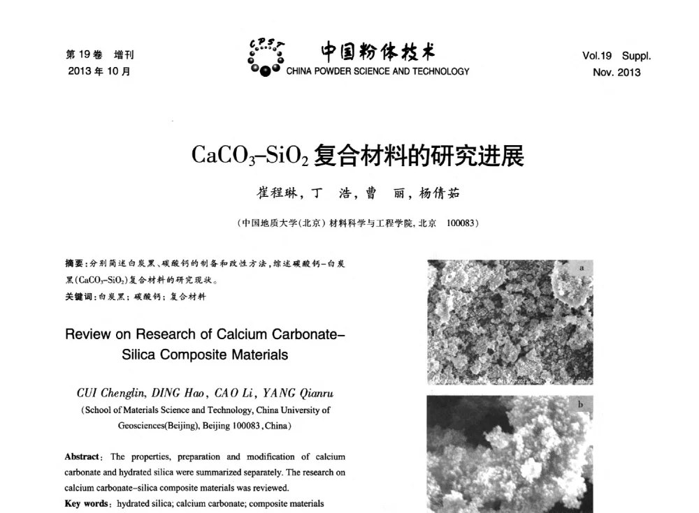 CaCO3-SiO2复合材料的研究进展 - 第十四届全国非金属矿加工利用技术交流会